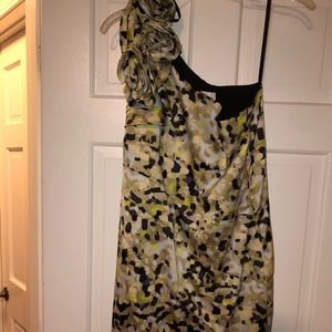 Size 10 one shoulder satin dress with rosettes